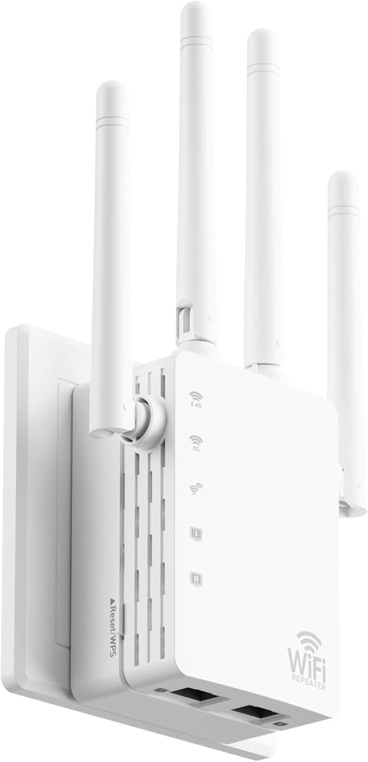 WiFi Extender, WiFi Extender Signal Booster Dual-Band(5.8G&2.4G) Wireless Repeater Coverage to 13888 sq. ft & 150+ Devices, WiFi range extender, WiFi Booster Extender for Home, Internet Booster