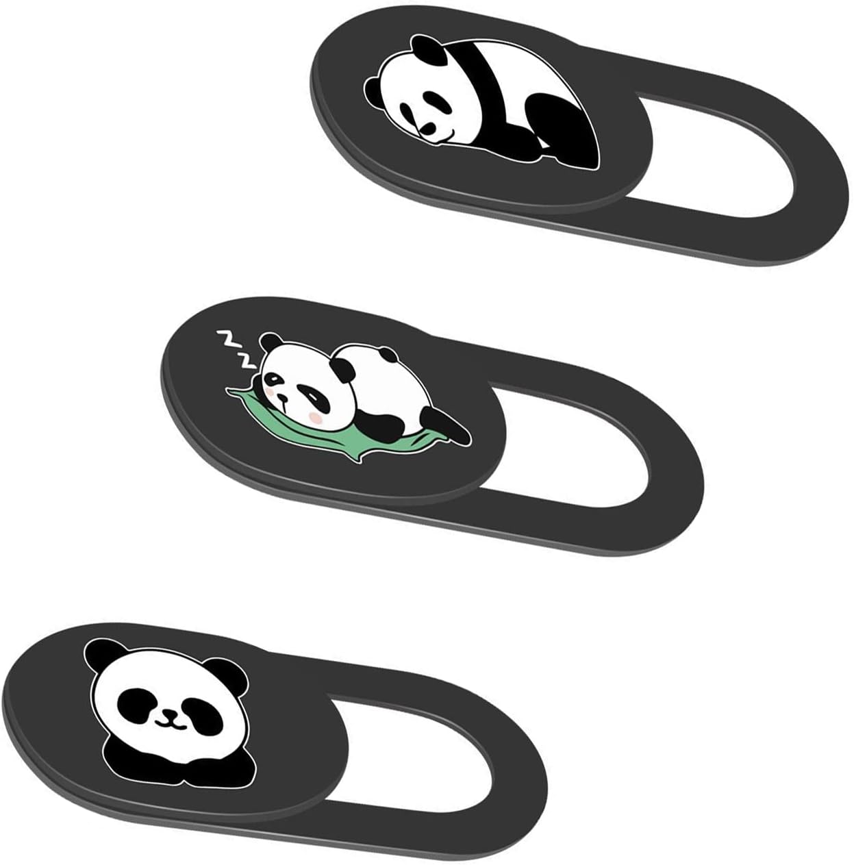 3PCS Phone Camera Cover, 0.02 Inch Laptop Webcam Cover Slide Cover, Webcam Privacy Cover, Keep Your Privacy Safe (Panda Three Patterns - Black)