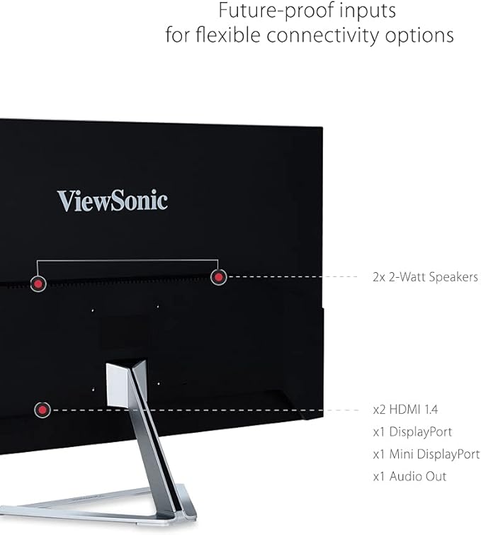 ViewSonic VX3276-2K-MHD 32 Inch Widescreen IPS 1440p Monitor with Ultra-Thin Bezels, HDMI DisplayPort and Mini DisplayPort