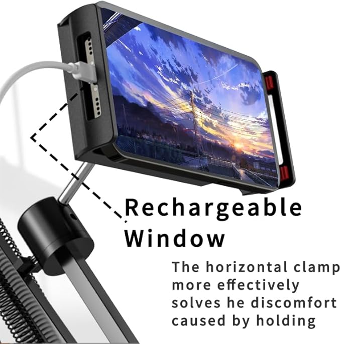 Tablet Stand Holder for Bed,Folding Tablet Holder for Desk,Flexible Tablet Arm Clamp Compatible with iPad/iPhone15/iPad Pro/N-Switch,Kindle Fire,or others 4.5~12.9 Inch-Reading,Watching Black