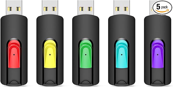 Aiibe 128GB Flash Drive 5 Pack 128GB USB Flash Drives Thumb Drive 128 GB USB Drive USB 2.0 Memory Sticks Jump Drives 128G (5 Pack, Red Green Cyan Yellow Purple)