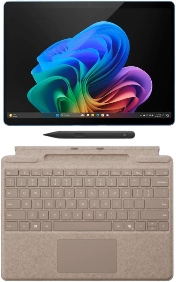 Microsoft Surface Pro 11 Copilot PC Bundle, 13" 13" 2.8K Touchscreen Tablet with Dune Pro Keyboard & Slim Pen, Snapdragon X Plus, 16GB RAM, 256GB SSD, Win 11 Pro, Sapphire