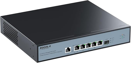 10Gb L2 Managed Switch, 5 x 10G RJ-45 Ports,1 x 10G SFP+ Port,Support LACP, VLAN, QoS, 10G/5G/2.5G/1000M/100M Auto-Negotiation, Multi-Gigabit Managed Ethernet Switch