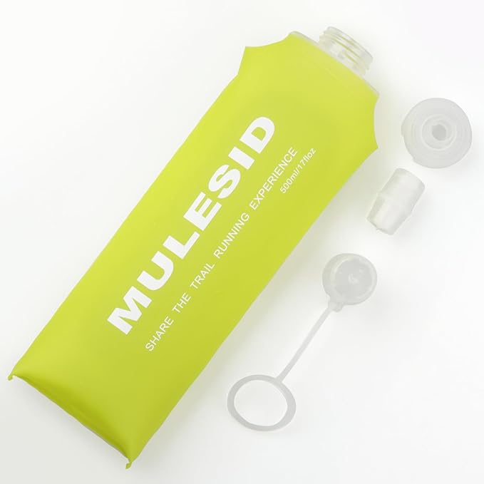 Soft Flask Running Bottles Collapsible Water Bottle Foldable for Traveling Running Vest Collapse Hydration TPU 500ml for Runner (500ml/16.9oz- Pack of 2)