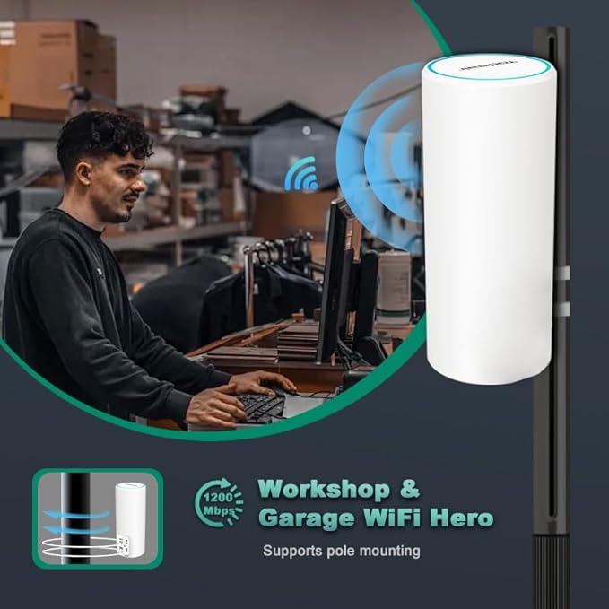 Pro-Grade Outdoor WiFi Extender |POE Powered,85m Range & Military-Grade Durability,TUYAAPP Remote Smart Control,USA Server