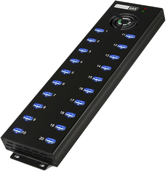 20 Ports Powered USB 2.0 Hub, Industiral USB Hub, USB Splitter 12V 10A External Power Adapter,Multiport USB Expander