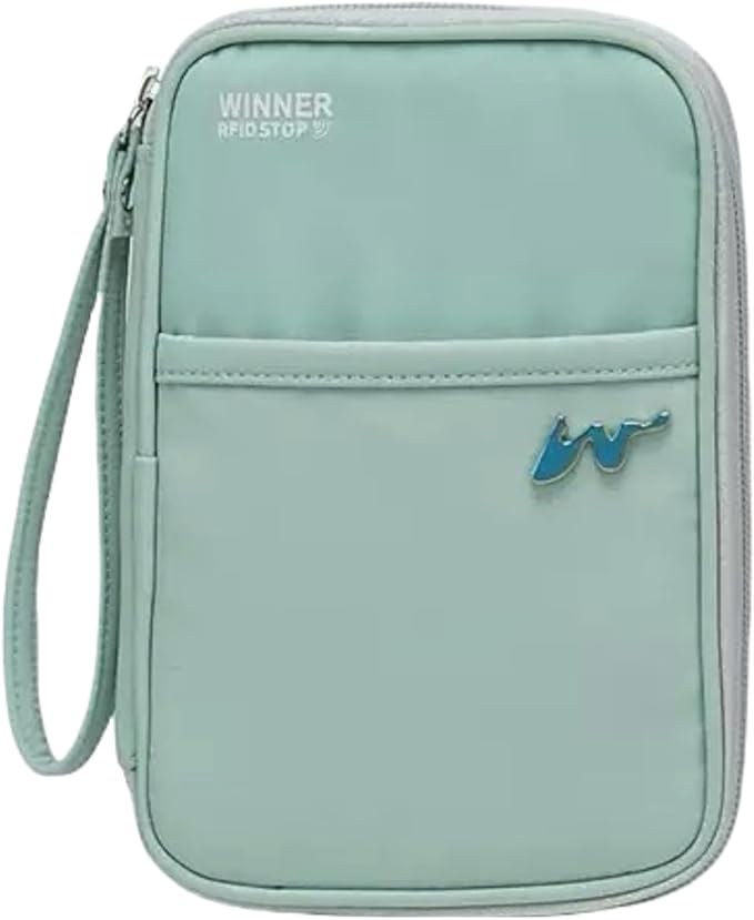 P-H1 Travel Family Passport Holder RFID Blocking Passport Waterproof Wallets for Men Women Travel Document Organizer Cards Case, Lightweight Portable Passport Cover with Zipper Pocket (Mint)