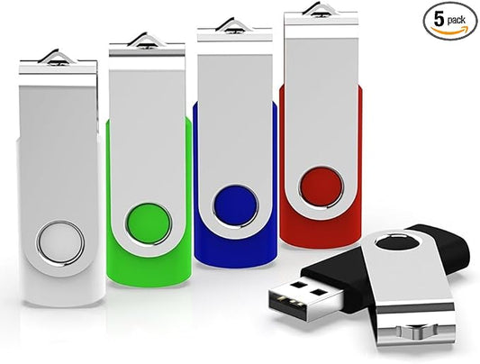 KEXIN 8GB Flash Drive 5 Pack Thumb Drive USB Flash Drive Jump Drive USB 2.0, 5 Colors (Black, Blue, Green, White, Red)