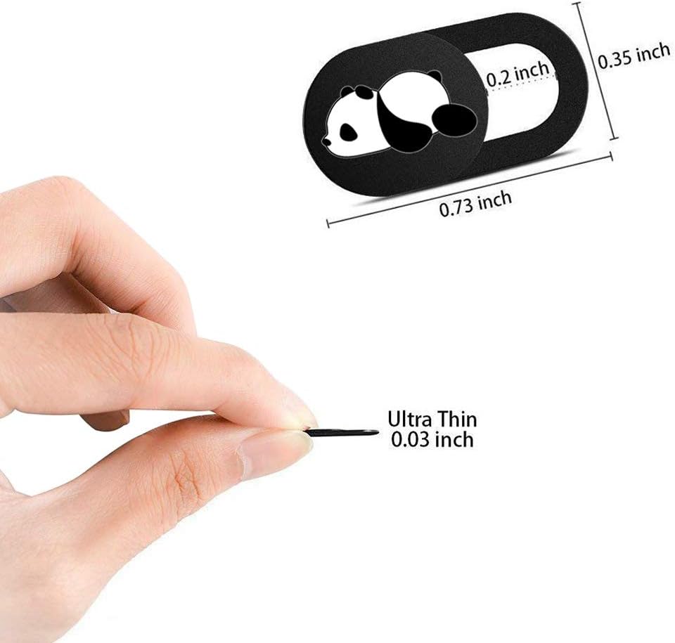 Webcam Cover Slide Cute Pattern Web Camera Cover 0.7mm Thin Fits for Laptop MacBook Pro iMac Air Computer Smartphones Tablets Protect Your Privacy and Security Strong Adhesive (3 Pack-Panda Pattern)