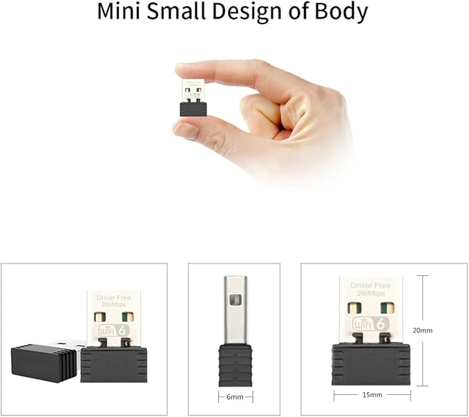 USB WiFi Adapter for Desk PC Laptop Windows 7 10 11, WiFi 6 300Mbps 2.4GHz Wireless Network Receiver, 802.11ax Mini USB Wi-Fi LAN Card, Driver-Free, External Network Card