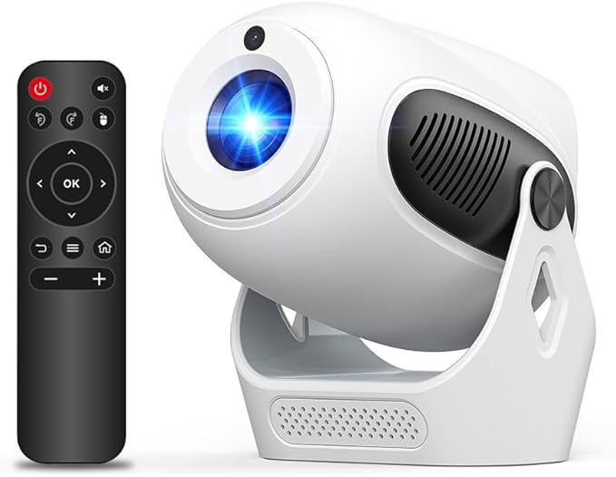 【Electric Focus】Projector with WiFi 6 and Bluetooth 5.0, Mini Portable Native 720P with 4K Support, Smart Proyector Built in Android 14, Auto Vertical Keystone, Home Movie Projectors for Outdoor