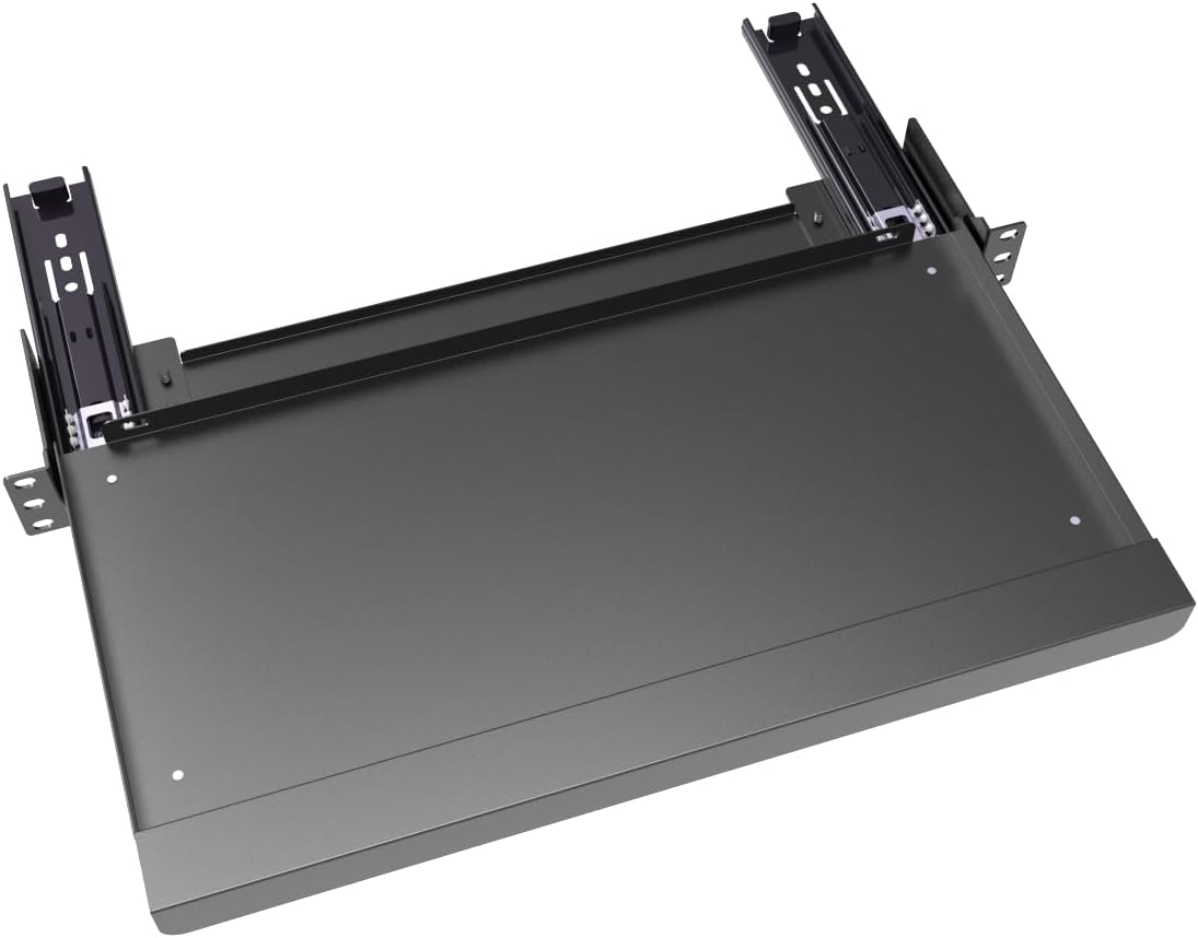 JINGCHENGMEI 1U Keyboard Tray 8" Deep -Universal 19" Rack Mount Sliding Shelf for Network Equipments Server Rack or Cabinet (8inch)