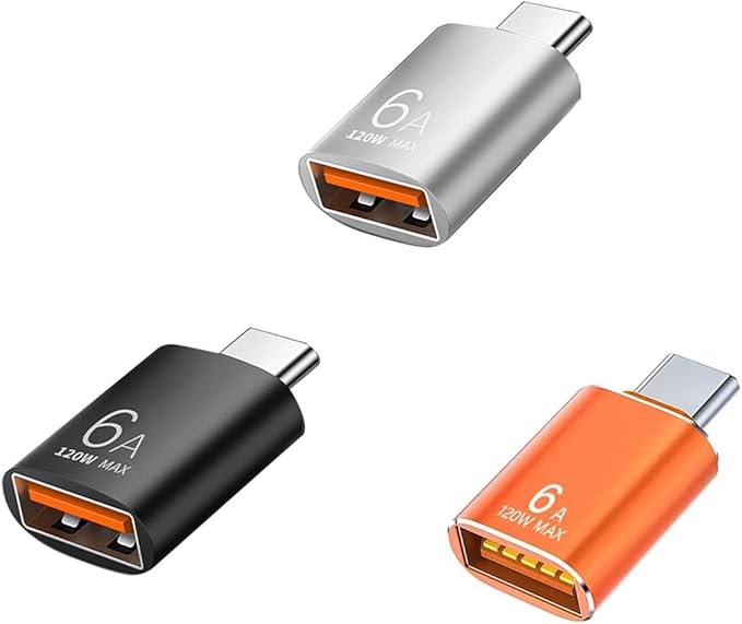 10 Pack 10Gbps/120W USB C to USB3.1 Adapter, Silver Type C Male to USB Female Adapter for Smartphone, PC, Laptop, Tablet, Keyboard etc.