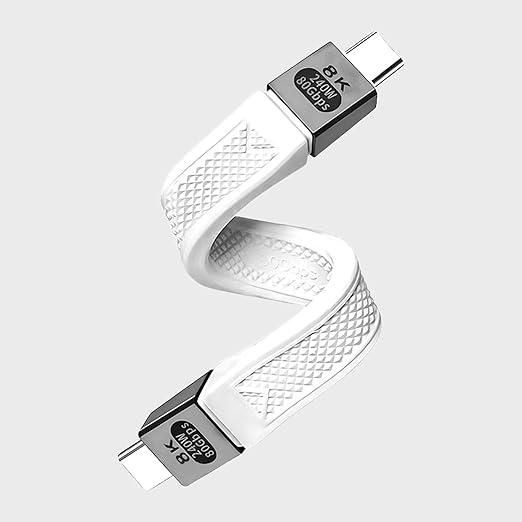 Duttek Thunderbolt 5 (USB-C) Cable Short 5 inch, 240W PD Fast Charging, Up to 80Gb/s of bi-Directional Data Speed, Short USB C Cable for MacBook, Android Auto and More Type-C Devices. White