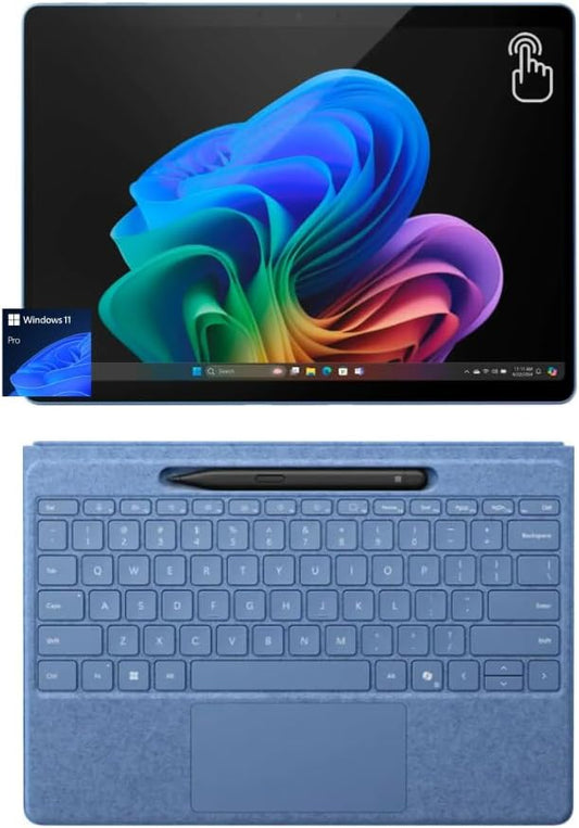 Microsoft Surface Pro 2-in-1 Tablet with Sapphire Flex Keyboard and Slim Pen, 13" Touchscreen Display, Snapdragon X Plus, 16GB RAM, 1TB SSD, Copilot+ PC, Alcantara Keyboard, Win 11 Pro, Sapphire