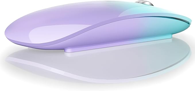 TENMOS M18 Bluetooth Mouse, USB C Rechargeable Wireless Mouse, Triple Mode (Dual Bluetooth+USB) Silent Mice Portable with USB Receiver and Type C Adapter for Laptop/MacBook/iPad - Green and Purple