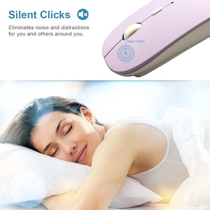 SUNGI Bluetooth Mouse,Rechargeable Wireless Mice for MacBook Pro/MacBook Air,Bluetooth Wireless Mouse for Laptop/PC/Mac/iPad pro/Computer,Purple