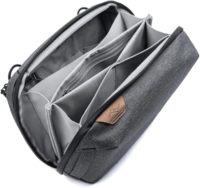 Peak Design Tech Pouch, Charcoal, Electronics Organizer for Travel or Everyday Carry, Origami-Style Storage, Cable Pass-Through, Weatherproof Recycled Nylon, Gear Carry Bag for Men and Women