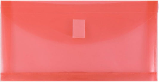 JAM PAPER Plastic Expansion Envelopes with Hook & Loop Closure - #10 Booklet Wallet - 5 1/4 x 10 with 1 Inch Expansion - Red - 12/Pack