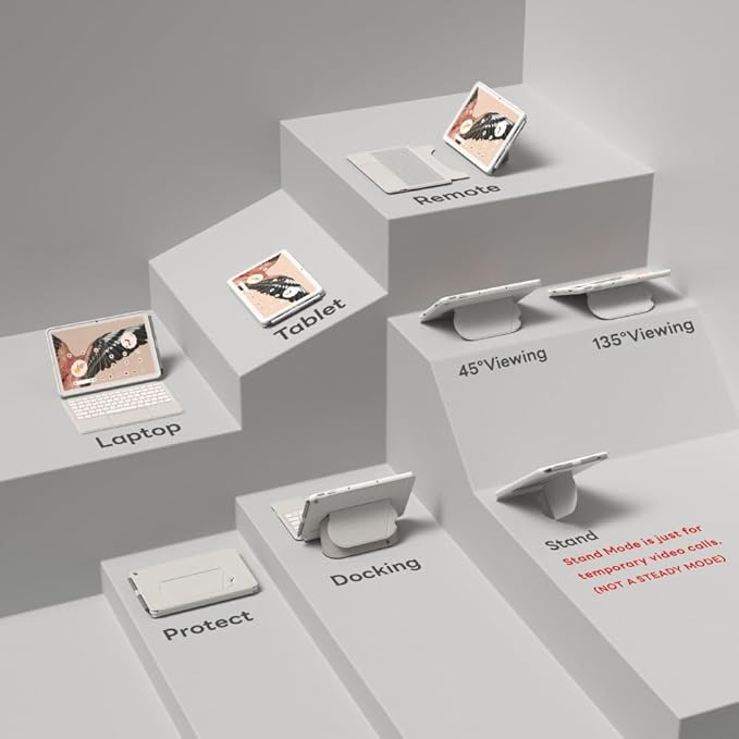 EIP Magnetix Keyboard Case for Google Pixel Tablet 11 inch (2023), Adjustable Viewing Angle, Detachable, Easy Carry, Protective Cover Compatible with Speaker Dock, 7 Backlight Color, White, US Layout