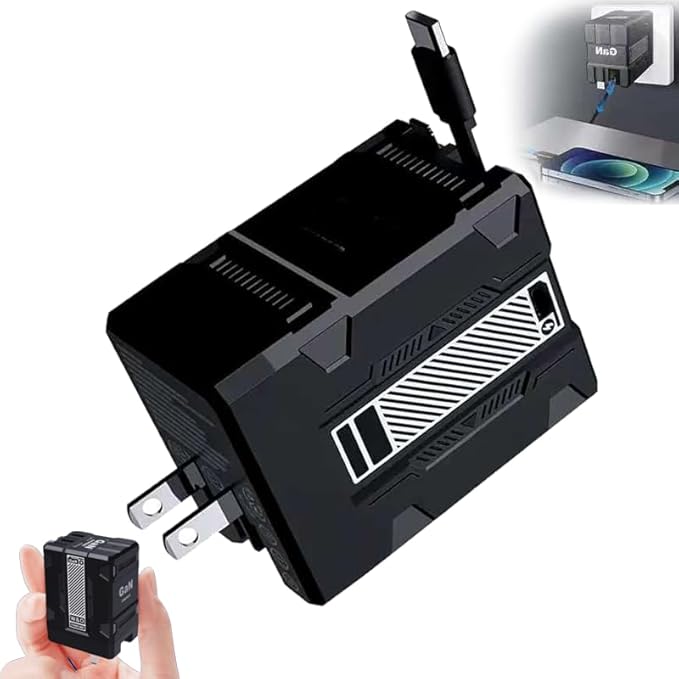 2 in 1 Fast Charger 120W, 2026 New Scalable Retractable 120w Fast Charger Module, All in 1 Foldable Charging Adapter Wall Plug for Phone,Tablet,Laptops (Black)