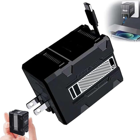 2 in 1 Fast Charger 120W, 2026 New Scalable Retractable 120w Fast Charger Module, All in 1 Foldable Charging Adapter Wall Plug for Phone,Tablet,Laptops (Black)