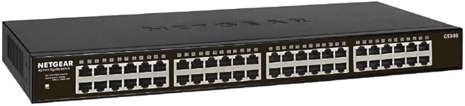 NETGEAR 48-Port Gigabit Ethernet Unmanaged Essentials Switch (GS348) - Desktop or Rackmount, Silent Operation