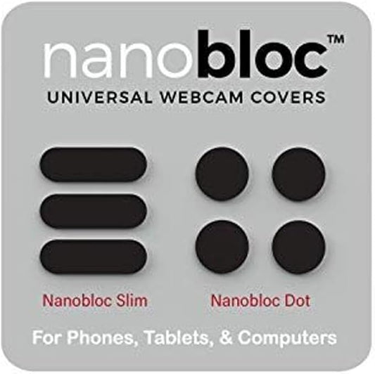 Camera Blocker for Phone & Laptop - 7-Piece, Black - Nano Suction Reusable Slide Covers & Camera Privacy Slider Dots & Bars