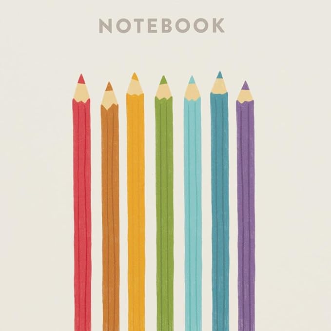 Minted Color Notebook, Writing Journal for Notes & Journaling, Durable Paper Cover, Pencil Rainbow Colors Design, Spiral Bound Journal Notebook with 80 Lined Pages, 5.5" x 8.5"