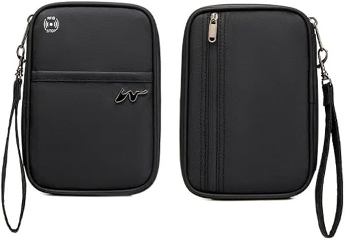 P-H1 Travel Family Passport Holder RFID Blocking Passport Waterproof Wallets for Men Women Travel Document Organizer Cards Case, Lightweight Portable Passport Cover with Zipper Pocket(Black)