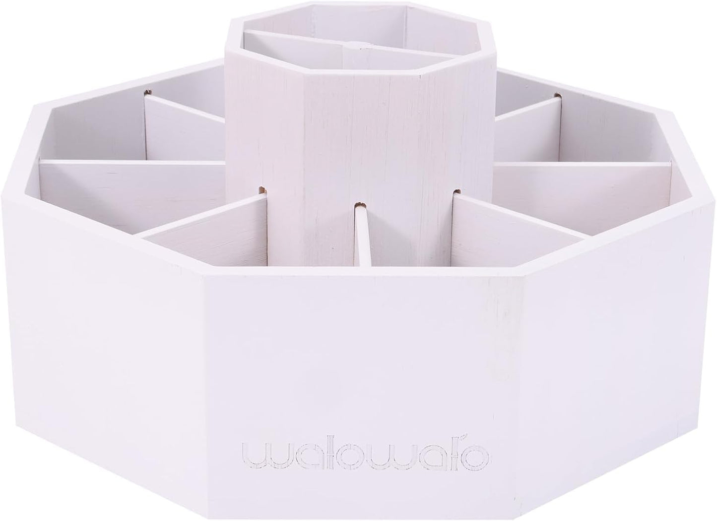 walowalo Bamboo Rotating Art Supply Organizer Holds 800+ Pencils Spinning Crayon Marker Pen Holder for Desk Brush Storage for Office School Classroom Organization Stationary White (Larger Version)