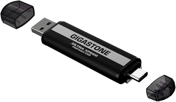 Gigastone 500GB Gaming External SSD, USB-C & USB-A, 1,050MB/s, PS5, iPhone15, Mac, Laptop, Smartphone SSD Backup Hard Drive