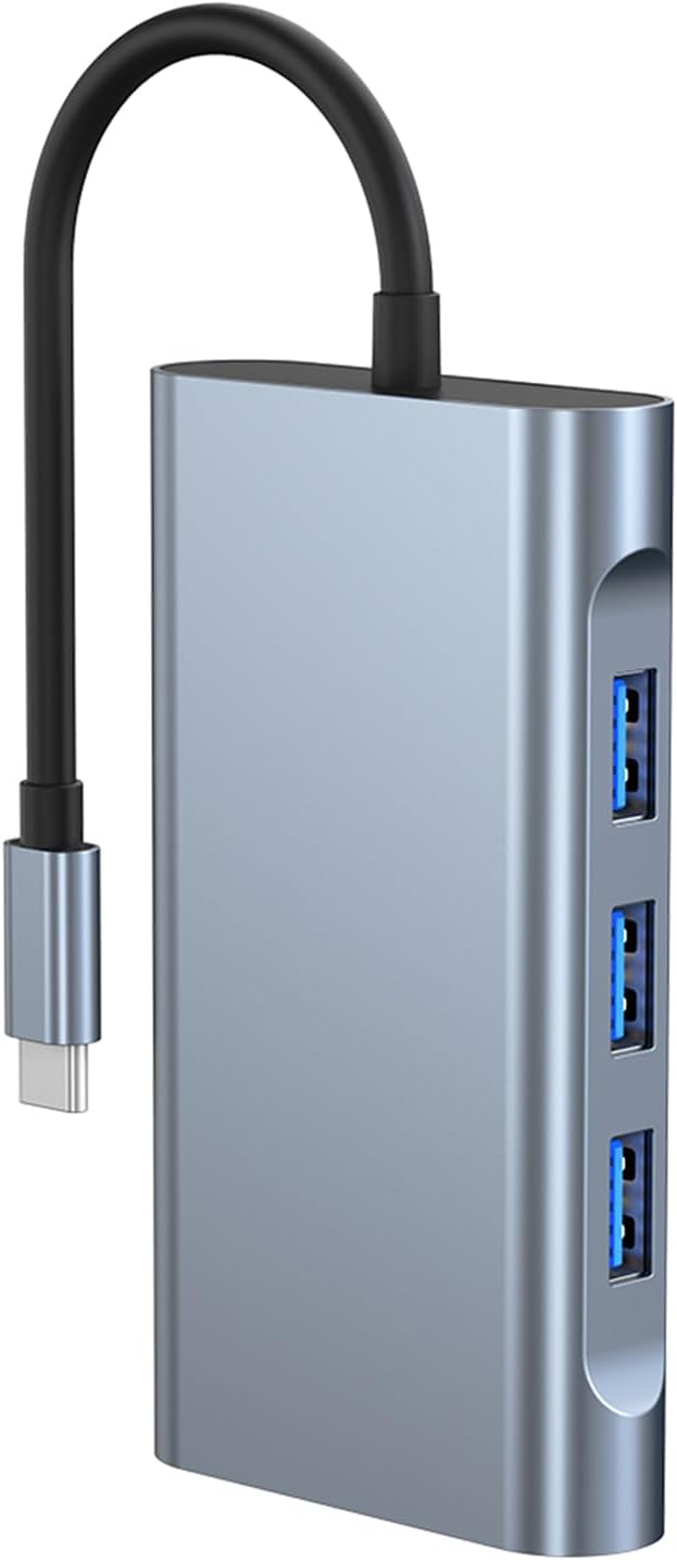 USB C to Dual HDMI Docking Station, Type C Multiport Adapter with Dual HDMI(4K@30Hz),1080P VGA,RJ45,100W PD, USB3.0,2 USB2.0, 8 in 1 Hub for Dell HP MacBook Laptop (8 in 1 2HDMI+VGA)