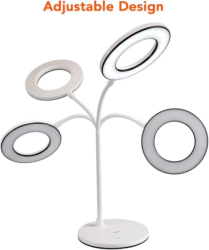 Miady Product Image LED Desk Lamp Eye-Caring Table Light, 3 Color Modes with 4 Levels of Brightness, Dimmable with Adapter, Touch Control Sensitive, 360° Flexible