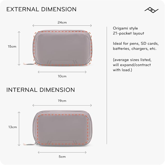 Peak Design Tech Pouch, Eclipse, Electronics Organizer for Travel or Everyday Carry, Origami-Style Storage, Cable Pass-Through, Weatherproof Recycled Nylon, Gear Carry Bag for Men and Women
