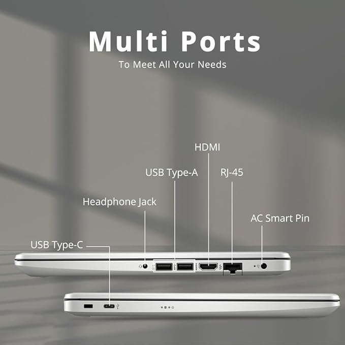 HP 2024 Premium 14" Micro-Edge Portable Laptop Student Business, Intel Quad-Core N4120, 4GB RAM, 192GB (128GB eMMC+ 64GB Card), Webcam, WiFi, Windows 11S + 1 Year Office 365, MarxsolAccessory Silver