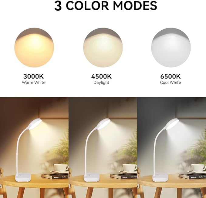 Small Led Desk lamp Rechargeable,2 Pack Black,20pcs Eye Protection Light Bead,3 Color Lights,Adjustable Brightness,400 lumens,Small Table lamp,Rechargeable lamp,Desk Light for Office