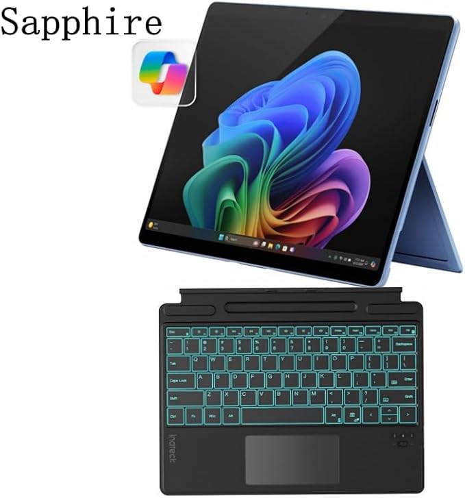Microsoft Certified Refurbished Surface Pro 11 (2024), 13" Touchscreen 2-in-1, Snapdragon X Plus, 16GB RAM, Inateck Bluetooth Backlit Keyboard, Warranty (Sapphire, 16GB RAM，1TGB SSD)