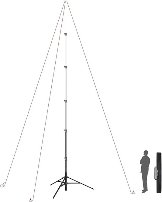 RAUBAY 24' Tall Tripod Stand, Extreme Tall Heavy Duty Sports Camera Video Tripod, Spring Telescoping Aluminium Alloy Large Light Stand with 1/4"& 3/8" Screw, Professional Sky High for Outside Shooting