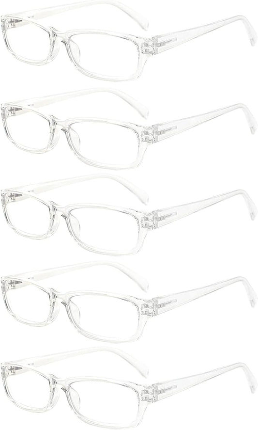 VIDEBLA 5 Pack Computer Reading Glasses Men and Women Anti Eyestrain Blue Light Blocking Glasses for Reading (5 Clear, 1.75)