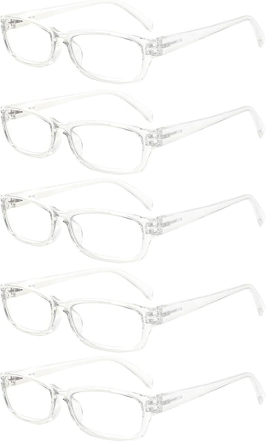 VIDEBLA 5 Pack Computer Reading Glasses Men and Women Anti Eyestrain Blue Light Blocking Glasses for Reading (5 Clear, 1.0)