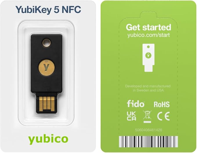 Yubico - YubiKey 5 NFC - Two-Factor authentication (2FA) Security Key, Connect via USB-A or NFC, FIDO Certified - Protect Your Online Accounts
