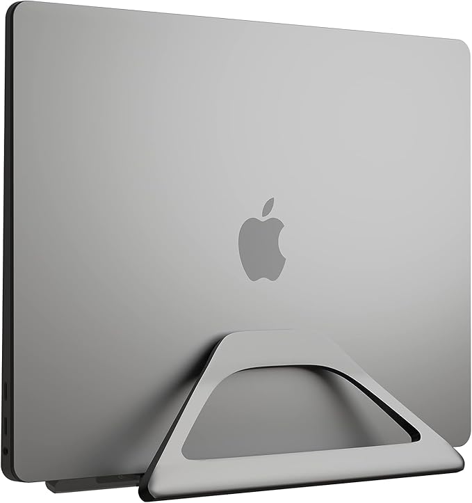 Elestoria Vertical Laptop Stand Holder- Adjustable Laptop Holder Vertical fits All MacBook, Chromebook & Gaming Laptops - Grey