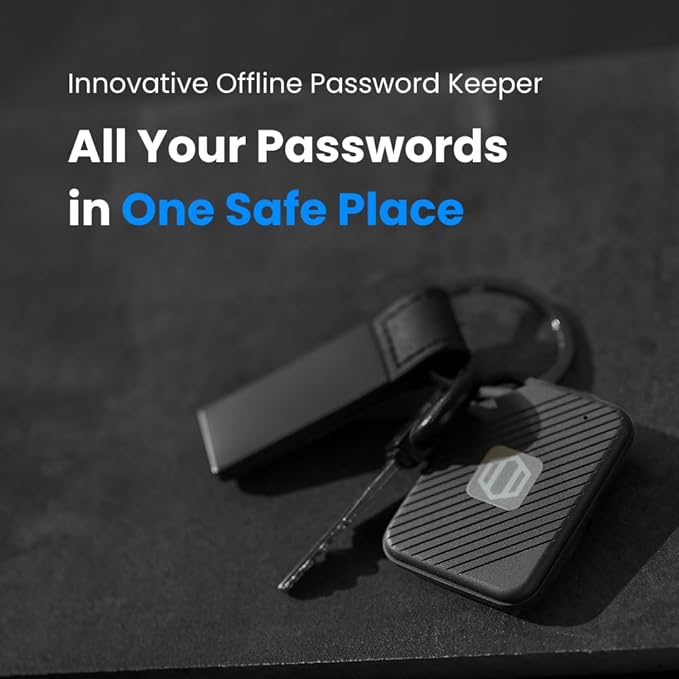 Offline Password Keeper – Secure Bluetooth Drive with Autofill, Store 1,000 Credentials, Military-Grade Encryption for Safe Password Management (Black)