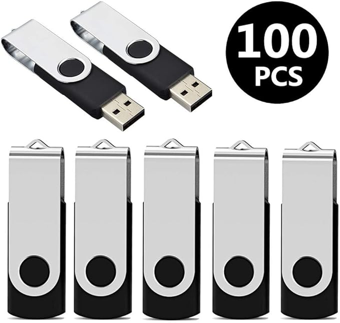 Aiibe 32GB Flash Drive 100 Pack USB 2.0 Memory Stick PenDrive - Black