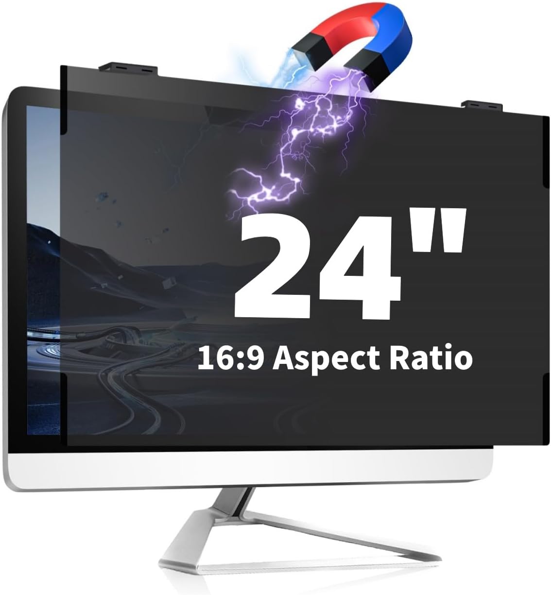 Magnetic Computer Privacy Screen 24 Inch, Removable Hanging Privacy Screen Shield for Frameless Monitor 16:9 Widescreen, Anti Blue Light Privacy Filter, Anti-Glare Protector