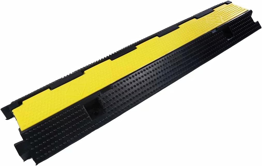 Rubber Cable Ramp Cord Cover Cable Protector Ramps Wire Hose Protective 1 Channel 22000Lbs Load Capacity Traffic Speed Bump for Asphalt Concrete Gravel Driveway Indoor Outdoor, 1 Pack