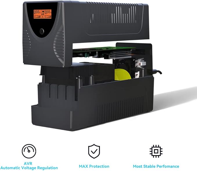 Ups Battery Backup and Surge Protector 425VA/240W,Computer Uninterruptible Power Supply Units,Battery Backup Intelligent LCD,SKE Back UPS,Uninterruptible Power Supply,Battery Backup for Computer SKE