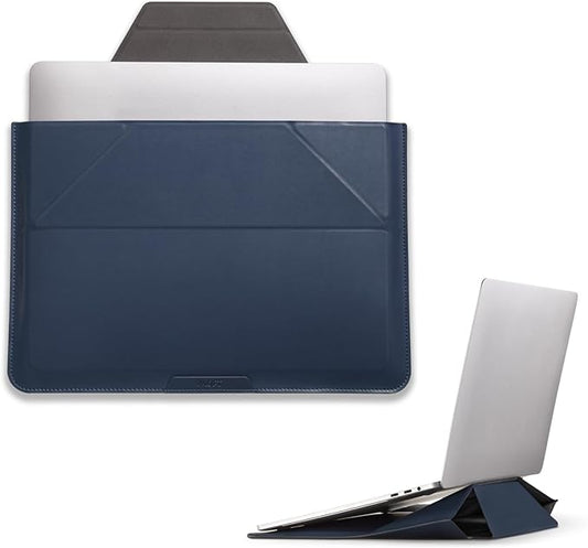 MOFT Laptop Carry Sleeve, 2-in-1 Laptop Bag & Stand for 14" MacBook Air/Pro & Dell/HP/Lenovo/Asus, Stylish Slim Computer Sleeve Bag with Expandable Storage for Computer Accessories, Deep Blue