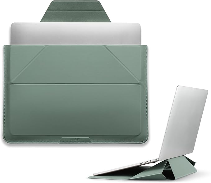 MOFT Laptop Carry Sleeve, 2-in-1 Laptop Bag & Stand for 15"-16" MacBook Air/Pro & Dell/HP/Lenovo/Asus, Stylish Slim Computer Sleeve Bag with Expandable Storage for Computer Accessories, Seafoam